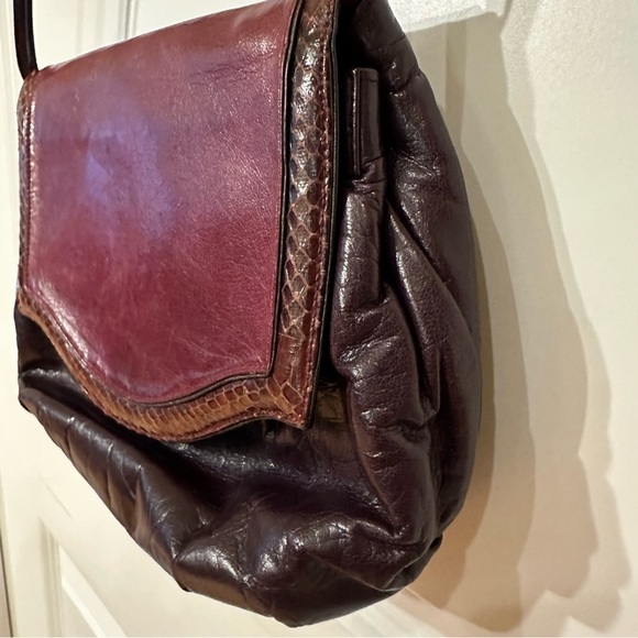 Vintage Ottorino Bossi iItalian Leather Crossbody Purse Small Handbag Purple Bag - Picture 3 of 14